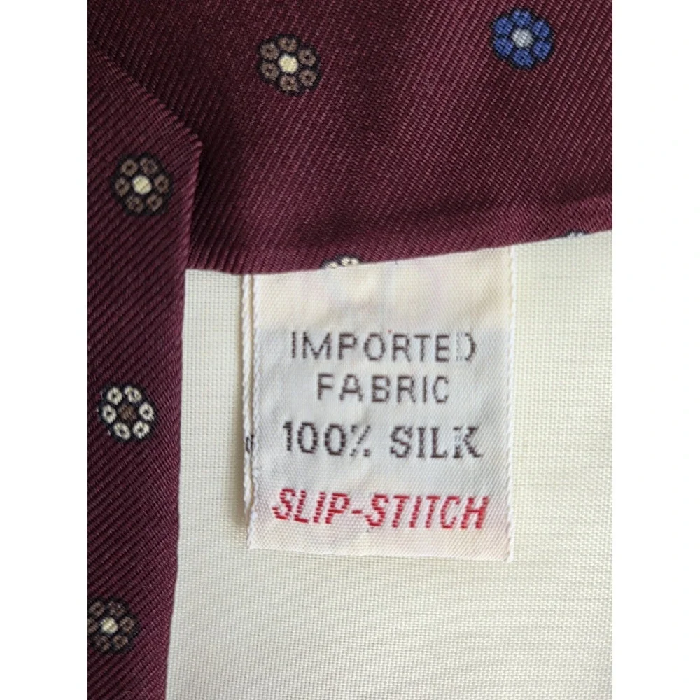 Men's Vintage Tie 100% Silk Maroon Burgundy Necktie Slip Stitch Henry Grethel